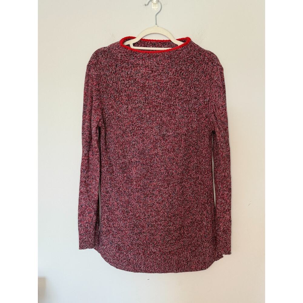 Loft Womens Marled Mockneck Sweater Size Medium Red 100% Cotton Soft Preppy